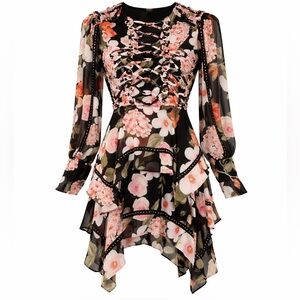 My Sheek Wardrobe Corset Grommet Hankerchief Dress Womens SZ S Ethereal Fairy